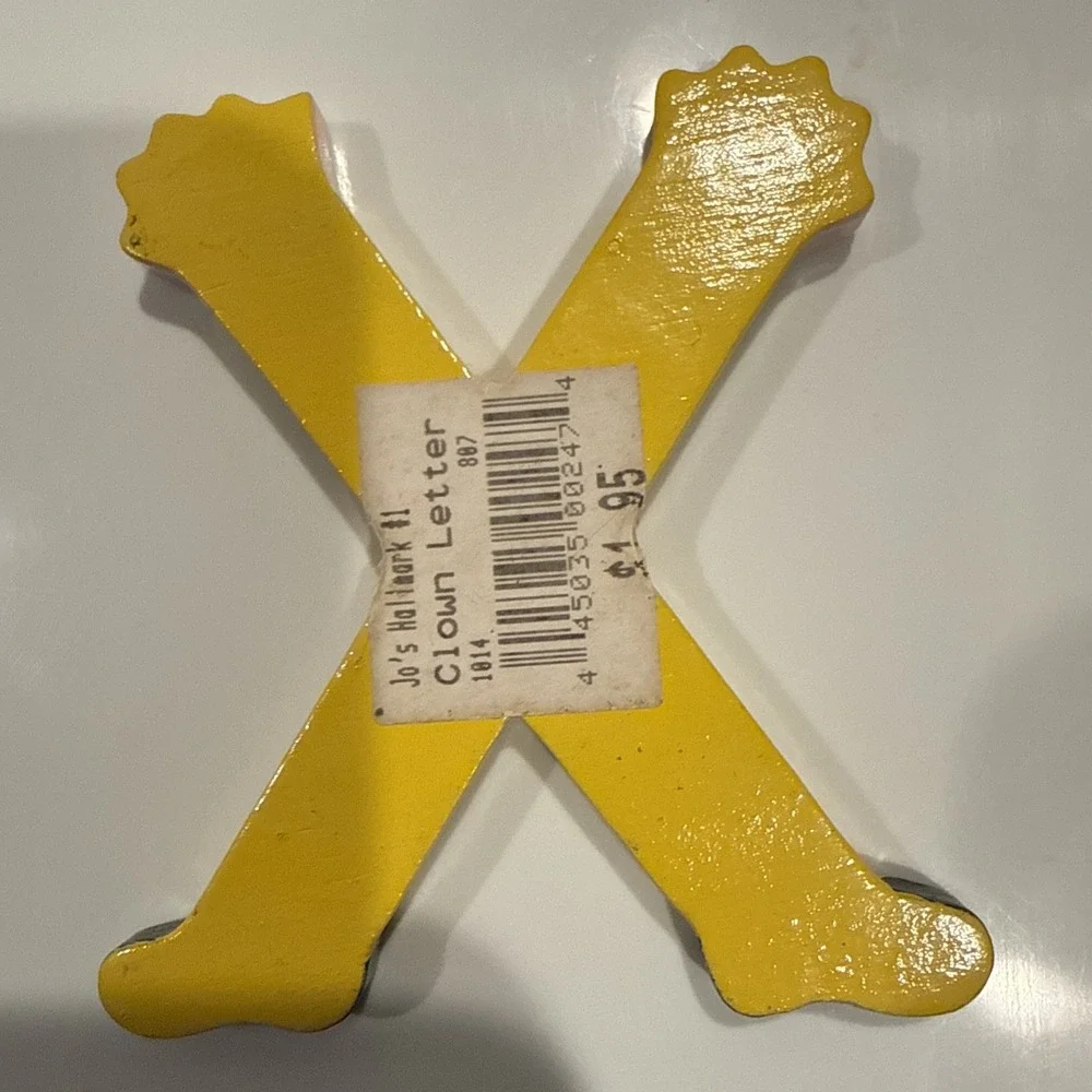 Vtg Sevi Clown Child Kids‎ Alphabet Wooden Letter X Personalized Decor Yellow